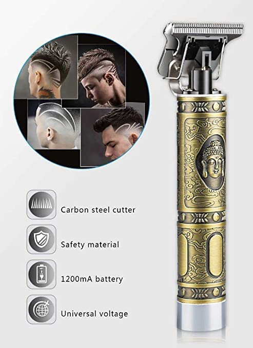 CLOUDTAB Professional Hair Clipper Trimmer for men and womenBuddha style T blade hair trimming zero gapped adjustable clipper haircut and shavemetal body with cordless rechargeable Trimmer gold - Image 4