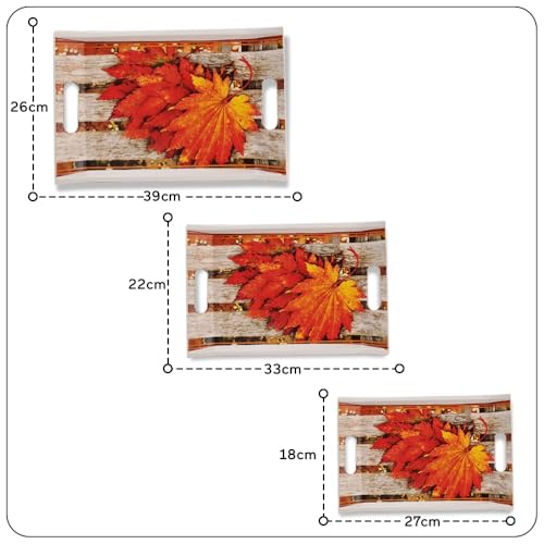 UPC U.P.C. Tray Set for Serving/Serving Tray Set of 3/ Premium Printed Tray for Serving/Multi-Use Nashta Plate (Small, Medium & Large) - Image 4