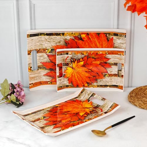 UPC U.P.C. Tray Set for Serving/Serving Tray Set of 3/ Premium Printed Tray for Serving/Multi-Use Nashta Plate (Small, Medium & Large) - Image 1
