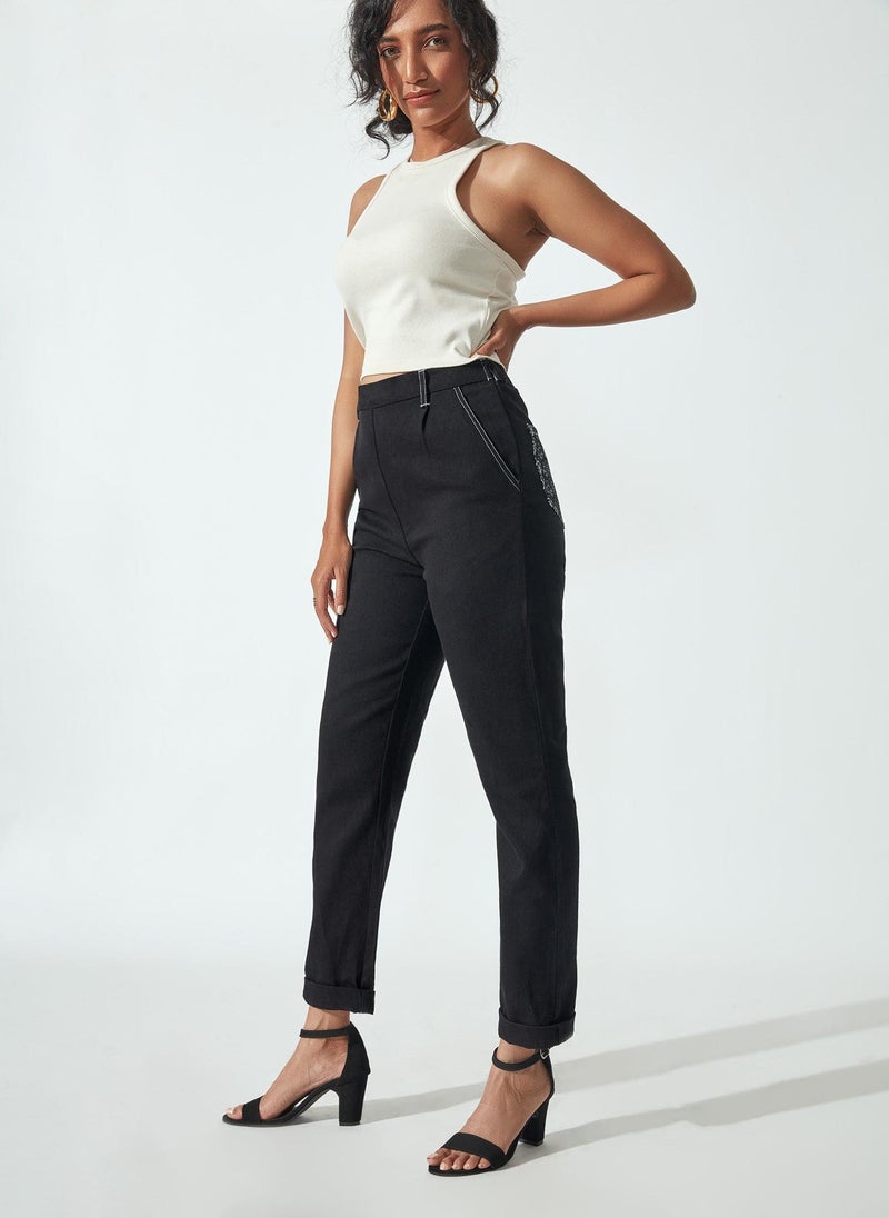 The Label Life Women's Disney Graphic Pocket Detail Utility Pants - Black - Image 4