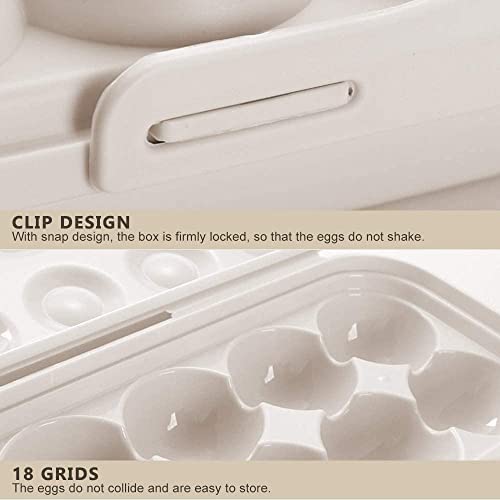 Home-Cloud HOME cloud Plastic Egg Tray Holder/Container/Storage Organizer with Lid for Refrigerator (18_Grey) - Image 3