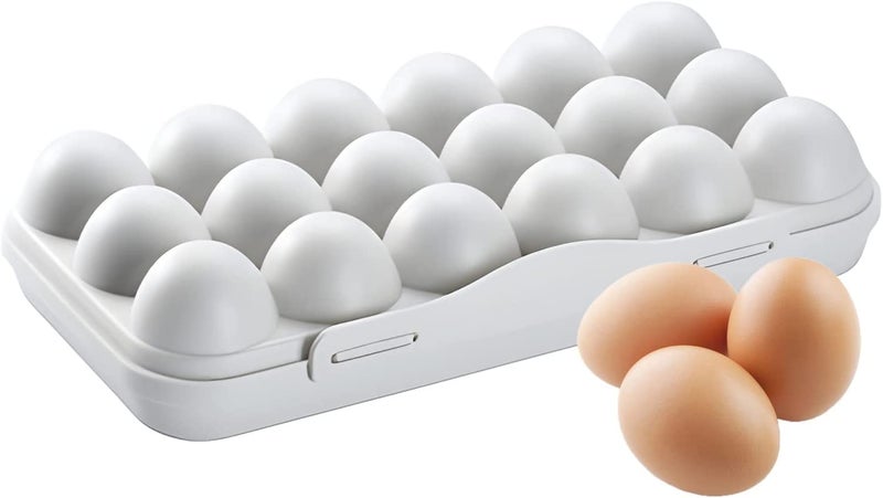 Home-Cloud HOME cloud Plastic Egg Tray Holder/Container/Storage Organizer with Lid for Refrigerator (18_Grey) - Image 4