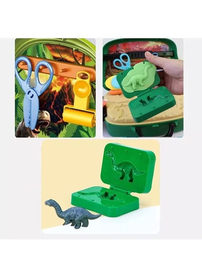 BELLSBERRY - Kid Play Dough Dinosaur World Fossils Hunt Set 26 Pcs Pretend Toy Kit With Moulds In A Portable Case Back Pack For Kids - Image 1