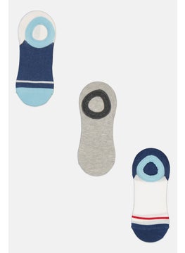 RBX Men 3 Pairs Heather Round Invisible Socks, Navy  - Image 1