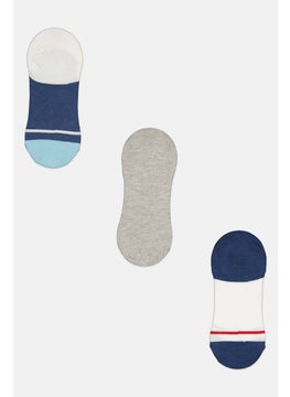 RBX Men 3 Pairs Heather Round Invisible Socks, Navy  - Image 2