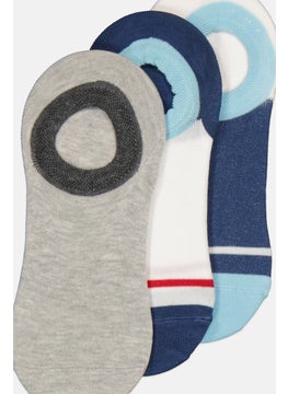 RBX Men 3 Pairs Heather Round Invisible Socks, Navy  - Image 3