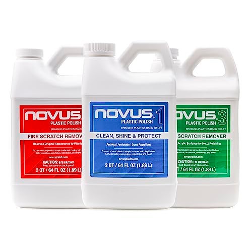 NOVUS-PK64 | Plastic Clean & Shine #1, Fine Scratch Remover #2, and Heavy Scratch Remover #3 | 64 Ounce Bottles - Image 1