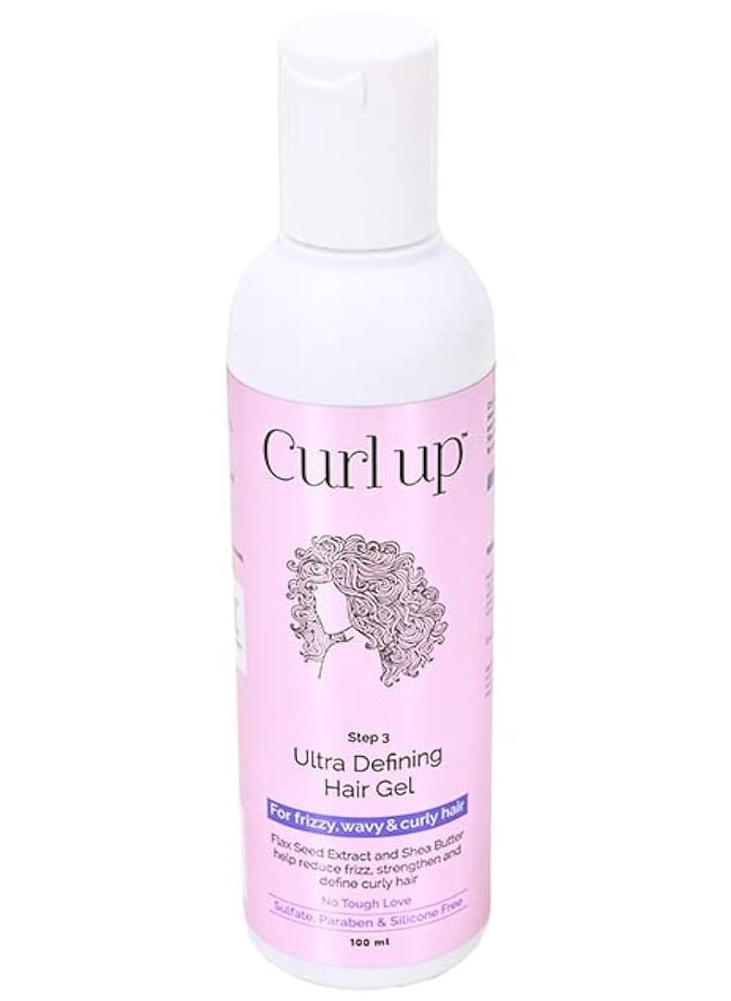 Curl Up Ultra Defining Hair Gel Strong Hold Flaxseed Gel for Dry Frizzy Wavy Curly Hair Sulphate Paraben Silicone Free 100ml  - Image 1