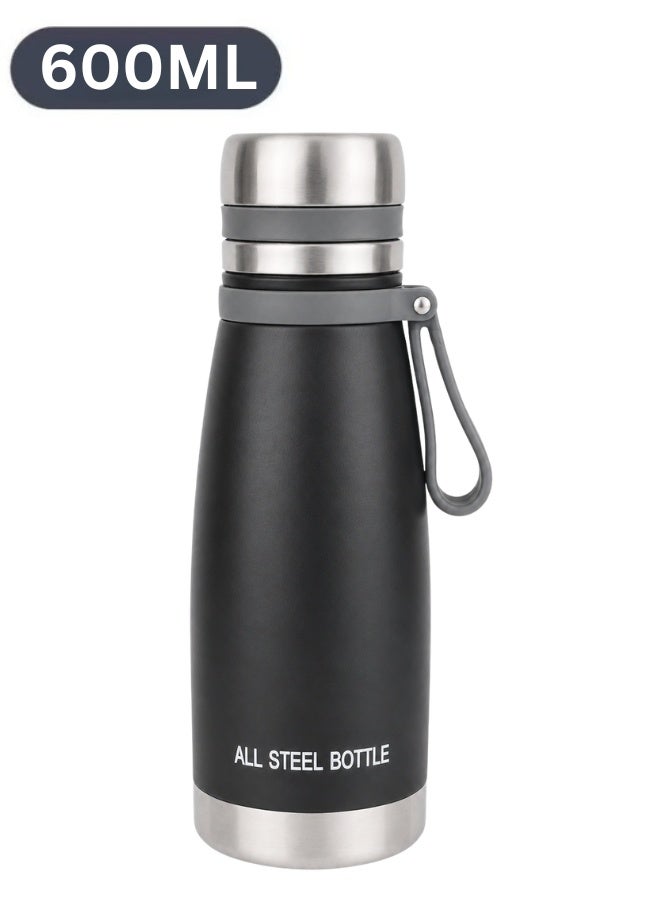 Thermos Bottle 600ml Vacuum Insulated  – 304 Stainless Steel Double Wall Leakproof Thermal Flask with Wide Mouth and Tea Infuser, Keeps Drinks Hot for up to 12 Hours and Cold for up to 15 Hours, Reusable Travel Bottle for Coffee, Tea, Water, Juice, Work, Commute, Travel, Camping and Picnic - Image 1