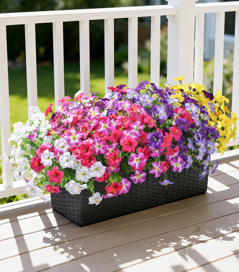 florisso Artificial Flowers for Outdoors Decoration, 20 Bundles White Faux Morning Glory with Eucalyptus Look Real UV Resistant Fake Plants Silk Flowers for Outside Yard Gardens Porch Patio Planter Home Urn - Image 2