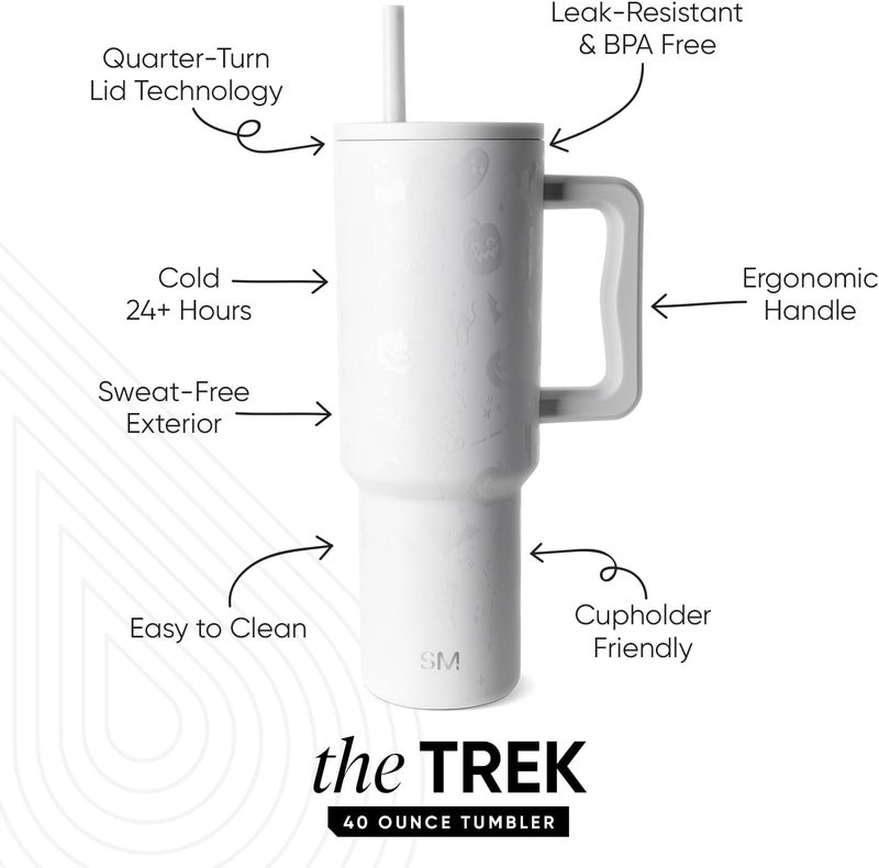 Simple Modern Air & land transit compatible Halloween 40 oz Trek Tumbler with Handle and Straw Lid | Cup Holder Friendly Insulated Stainless Steel Travel Mug | Spooky Mix Local trackable shipment - Image 1