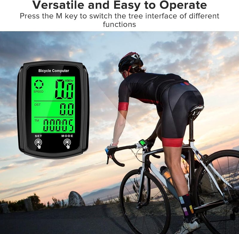 Bukela Bike Computer and Bicycle Odometer Wired KM/H Bike Speedometer with Automatic Wake-Up Cycling Speed Tracker LCD Display & Single Mileage & Multi-Functions Calories Statistics Accessories - Image 5