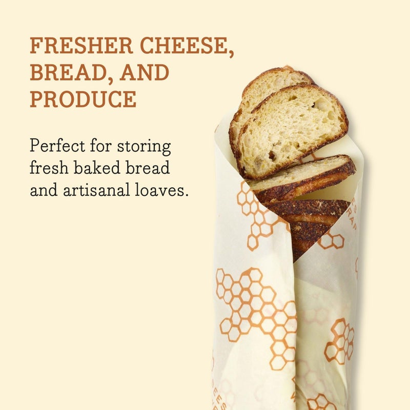 Bee's Wrap Beeswax Wraps for Food - Bread Wrap - Made in USA Reusable Bread Storage Bags - Organic & Eco-Friendly Alternative to Aluminum Foil, Sourdough Bags & Plastic Wrap, Honeycomb - Image 4