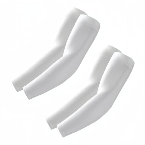 ROXUN 2 Pairs Arm Sleeves, Cooling UV Sun Protection Sports Compression for Men/Women 2 White - Image 1