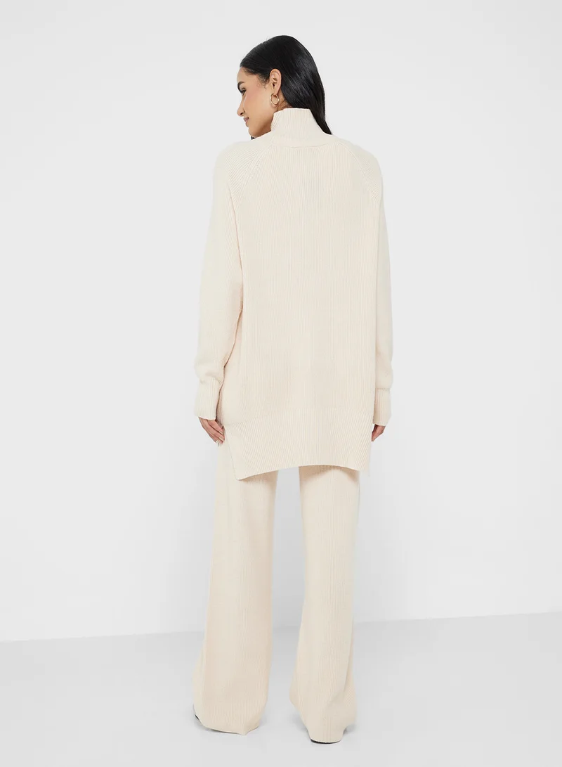 جينجر بيسيكس High Neck Relaxed Fit Sweater & Pant Set