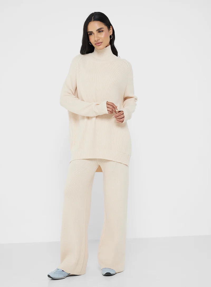 جينجر بيسيكس High Neck Relaxed Fit Sweater & Pant Set