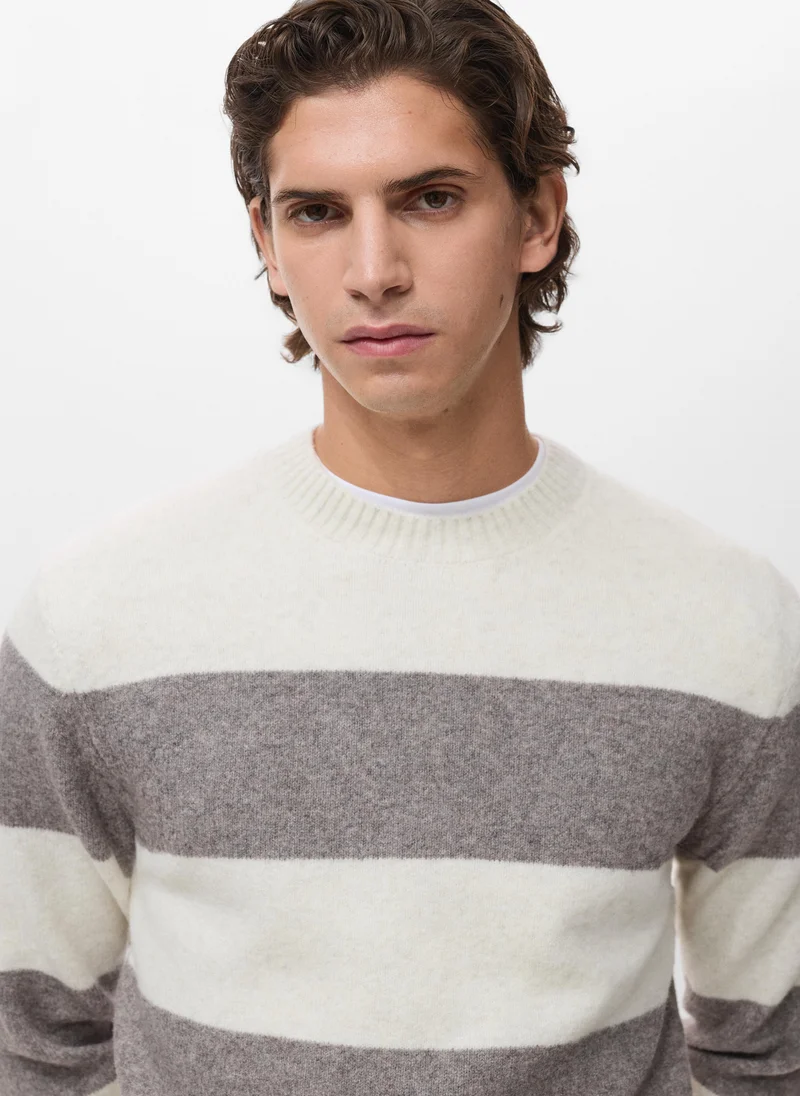 Mango Man Wool-blend striped sweater