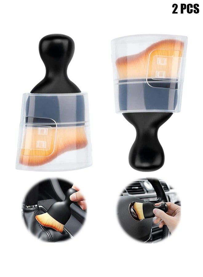 اتش واي فرشاة السيارة ، أداة التنظيف الداخلي للسيارة ، جامعي الغبار فرشاة تنظيف السيارة ، فرش تنظيف غبار الأوساخ ذات التصميم المنحني ، حجرة المحرك ولوحة القيادة (2 قطعة) - Image 1