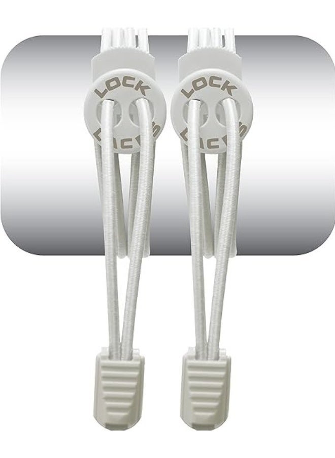 Lock Laces - Elastic No Tie Shoelaces, One Size Fits All, for Kids and Adults, Elastic No Tie Shoe Laces   Color Solid White - Image 1