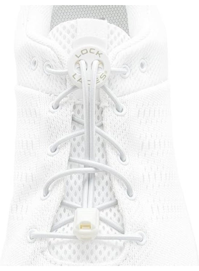 Lock Laces - Elastic No Tie Shoelaces, One Size Fits All, for Kids and Adults, Elastic No Tie Shoe Laces   Color Solid White - Image 2