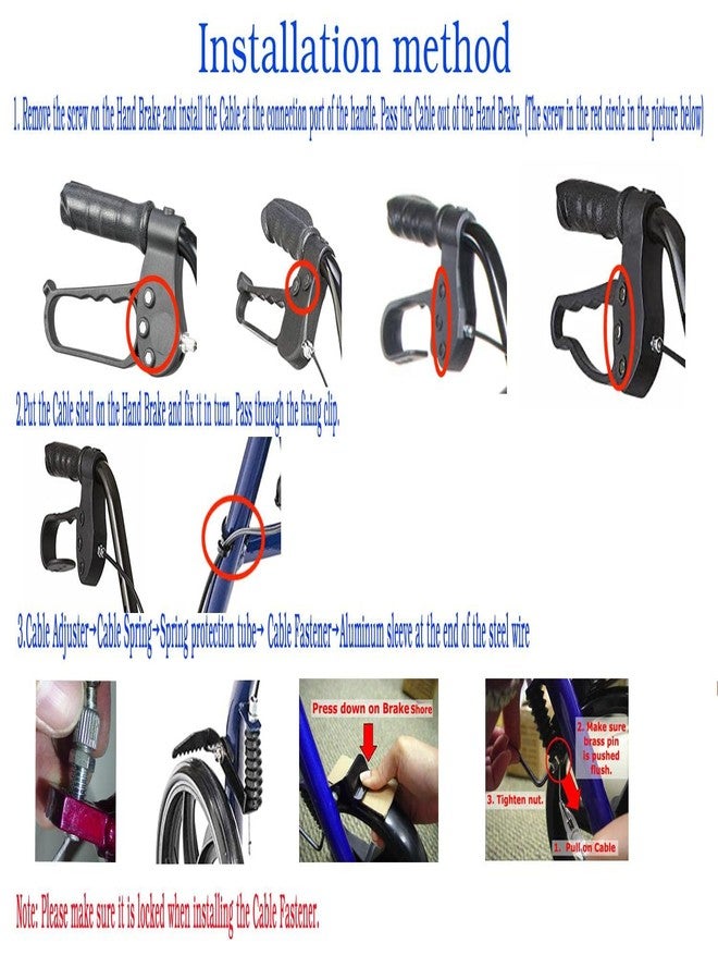 ComsenMed Rollator Brake Cable Replacement,45" Brake Cable for The All Brands The Majority of Rollator and Heavy Rollator,Rollator General Brake Cable Parts,with Hardware(1pr,Black) - Image 5