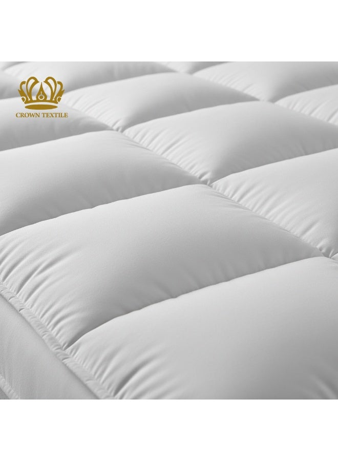 CROWN TEXTILE Single mattress pad, 14 cm high, made of soft microfiber, available in all sizes - Image 3