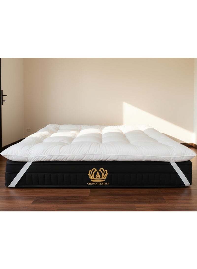 CROWN TEXTILE Single mattress pad, 14 cm high, made of soft microfiber, available in all sizes - Image 1