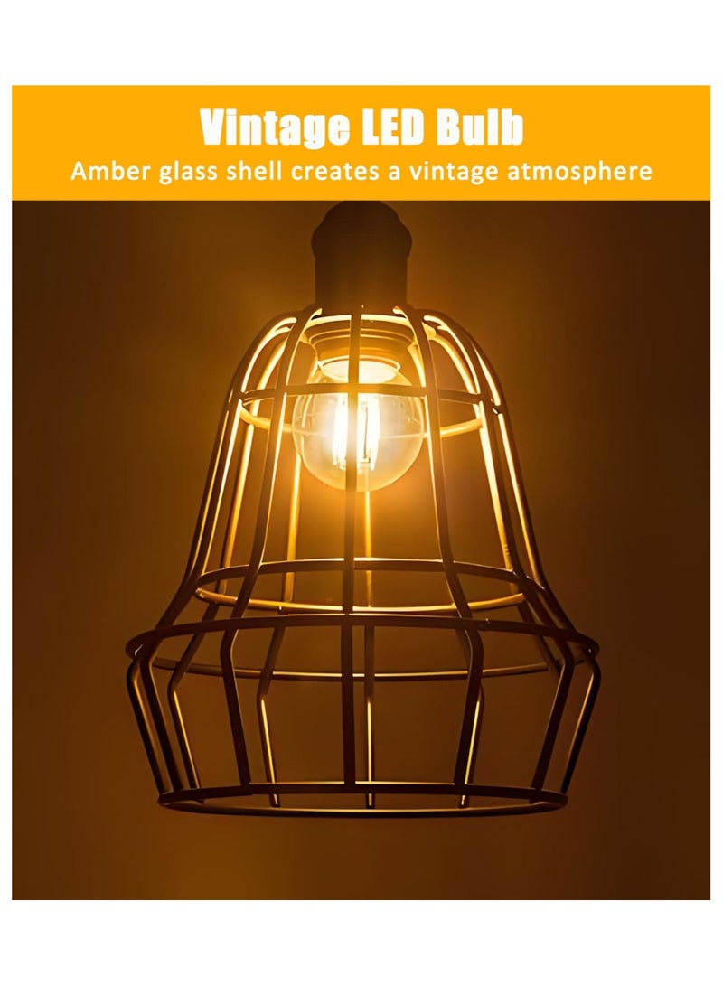 CMGTYYD Vintage E27 LED Bulb, G40 Amber Night Light Bulbs Dimmable, Edison Screw LED Filament Bulbs, Warm Yellow 2200K, Home Ceiling Chandelier Light Bulbs, 4Pack - Image 2