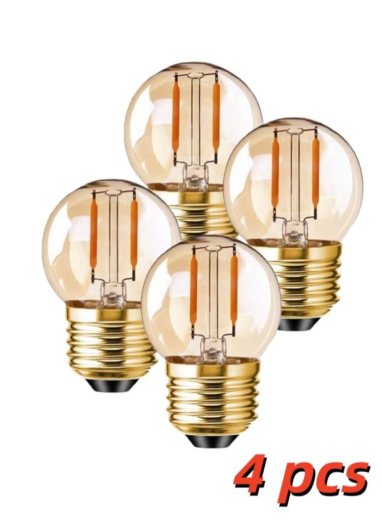 CMGTYYD Vintage E27 LED Bulb, G40 Amber Night Light Bulbs Dimmable, Edison Screw LED Filament Bulbs, Warm Yellow 2200K, Home Ceiling Chandelier Light Bulbs, 4Pack - Image 1