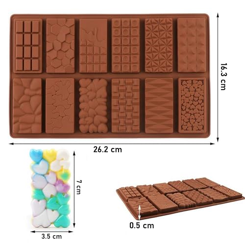 MoldBerry Silicone Chocolate Bar Mold 12 Cavity | Break Apart Dubai Chocolate & Waffle Bar Mould | Non-Stick Candy Mold | Pack 1 - Image 2