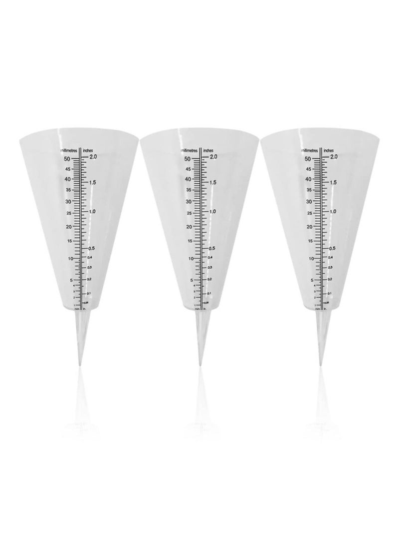 SYOSI SYOSI 3 Pcs Conical Rain Meter Gauges, Plastic Transparent Measuring Cup with Scale Conical Rain Measuring Cup for Garden Lawn Yard Outdoor  - Image 1