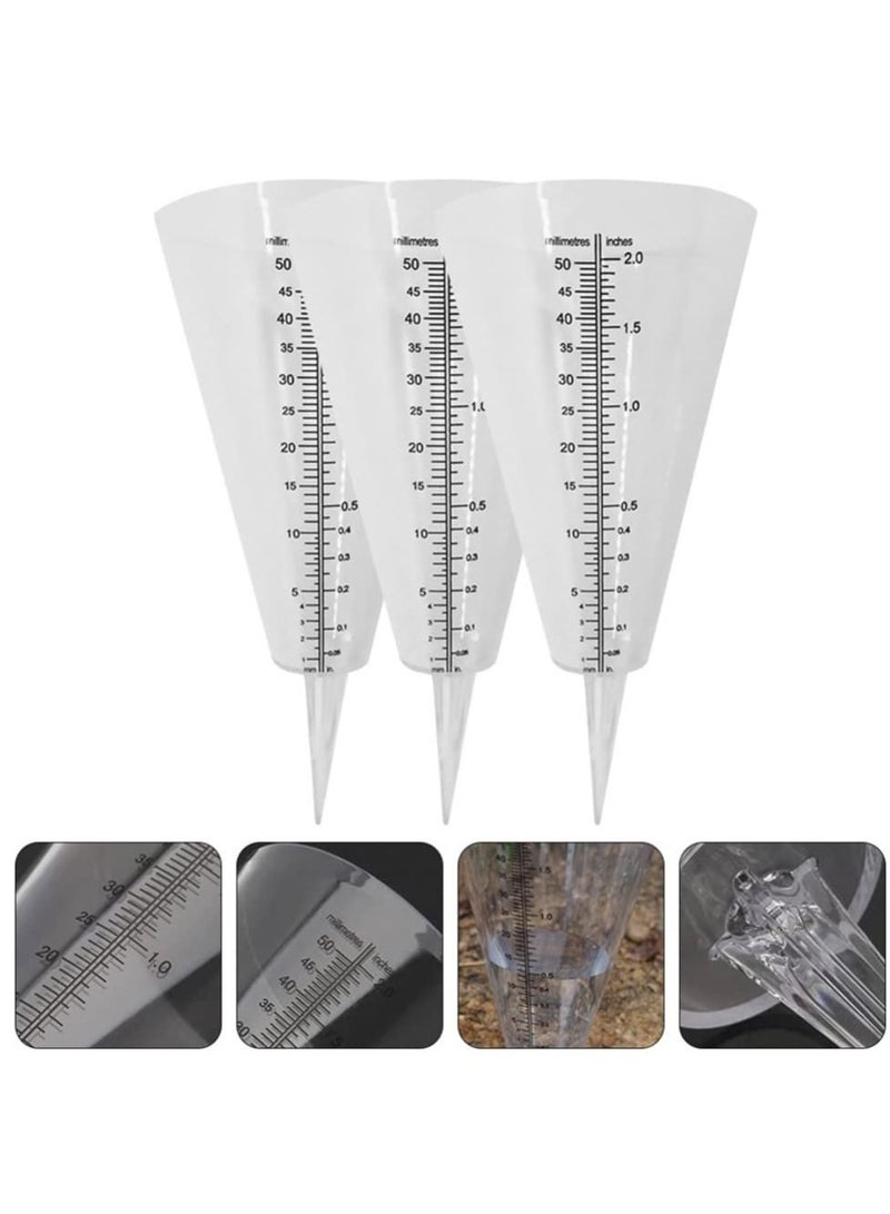 SYOSI SYOSI 3 Pcs Conical Rain Meter Gauges, Plastic Transparent Measuring Cup with Scale Conical Rain Measuring Cup for Garden Lawn Yard Outdoor  - Image 2