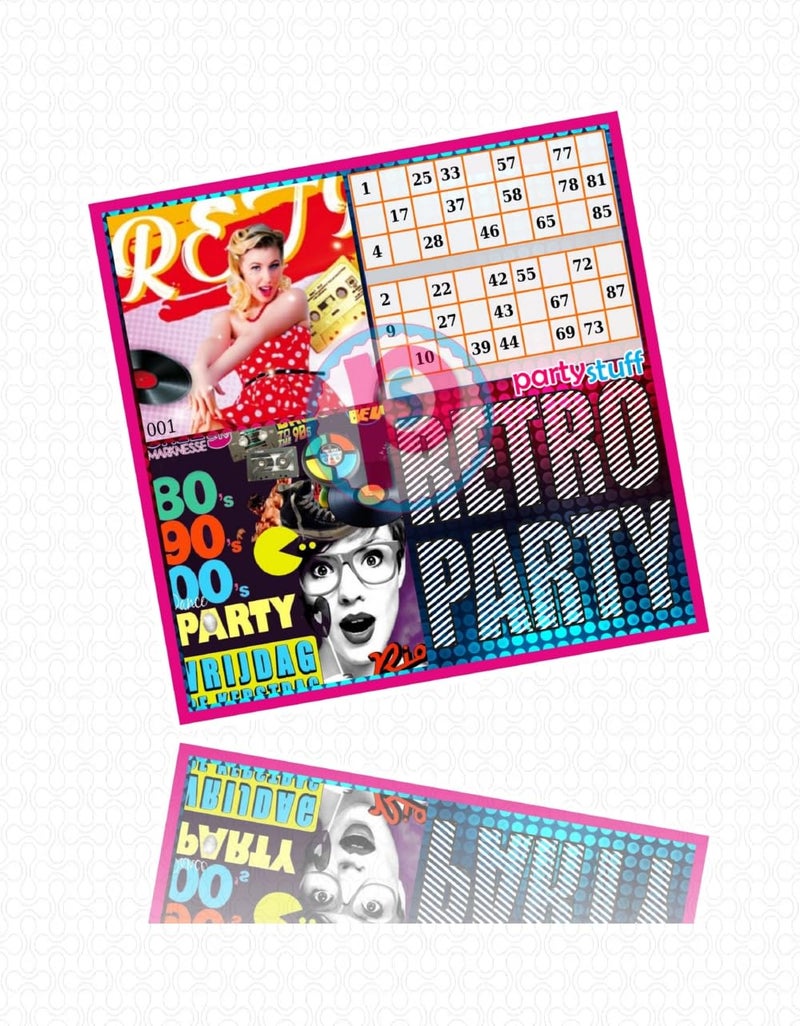 Party Stuff Retro Theme Tambola Housie in Duet Grid Kukuba (12 Cards, Card Paper) - list3099_1 - Image 2
