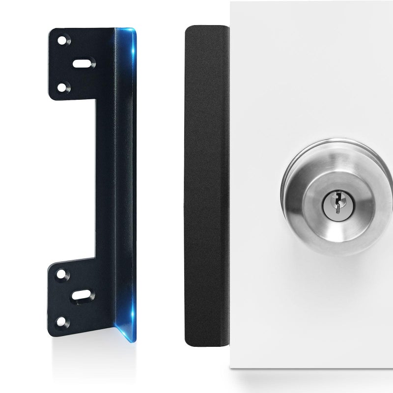 MOSECYOU Door Latch Guard Plate 7â€ with 1â€ Offset Cover, Outswing Door Security Protector Shield, Heavy Duty Version, Door Knob/Deadbolt Latch Protector Plate (1 Pack) - Image 1