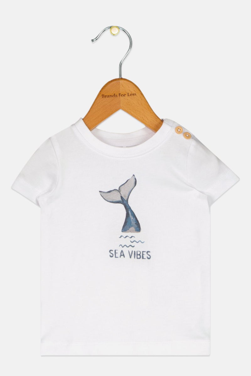 NAME IT Toddlers Girl Graphic Print Short Sleeves Top, White - Image 1