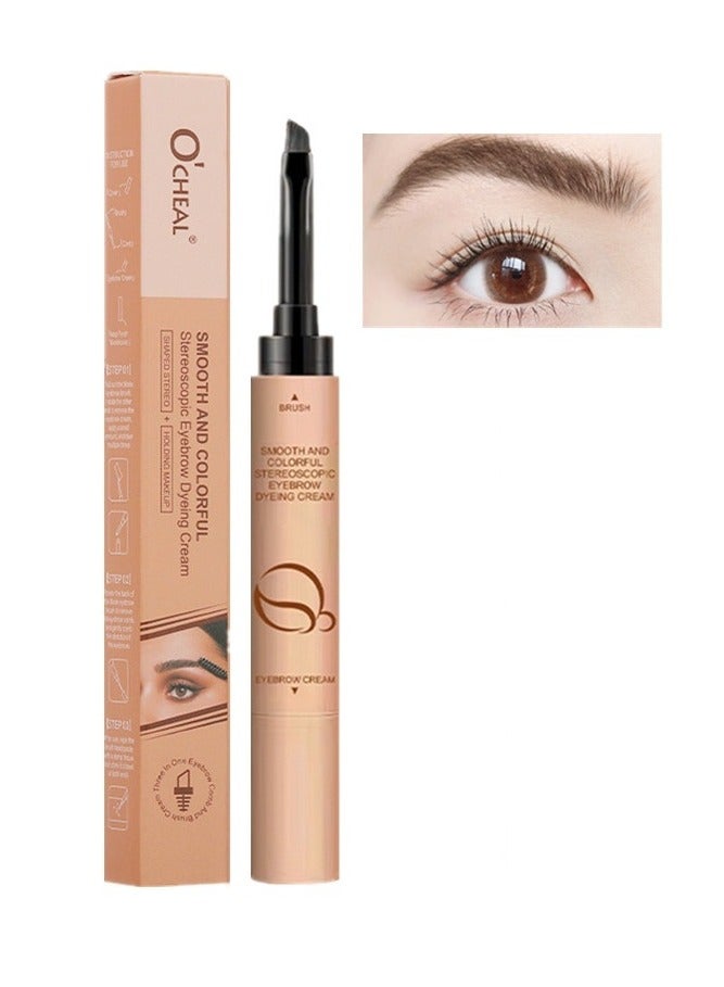 OCHEAL كريم صبغ الحواجب 2 في 1 بشكل ثلاثي الأبعاد وثبات مكياج لون سلس ملون كريم الحواجب المقاوم للماء والمقاوم للعرق سريع الجفاف قلم صبغ الحواجب شاي العسل 01 - Image 1