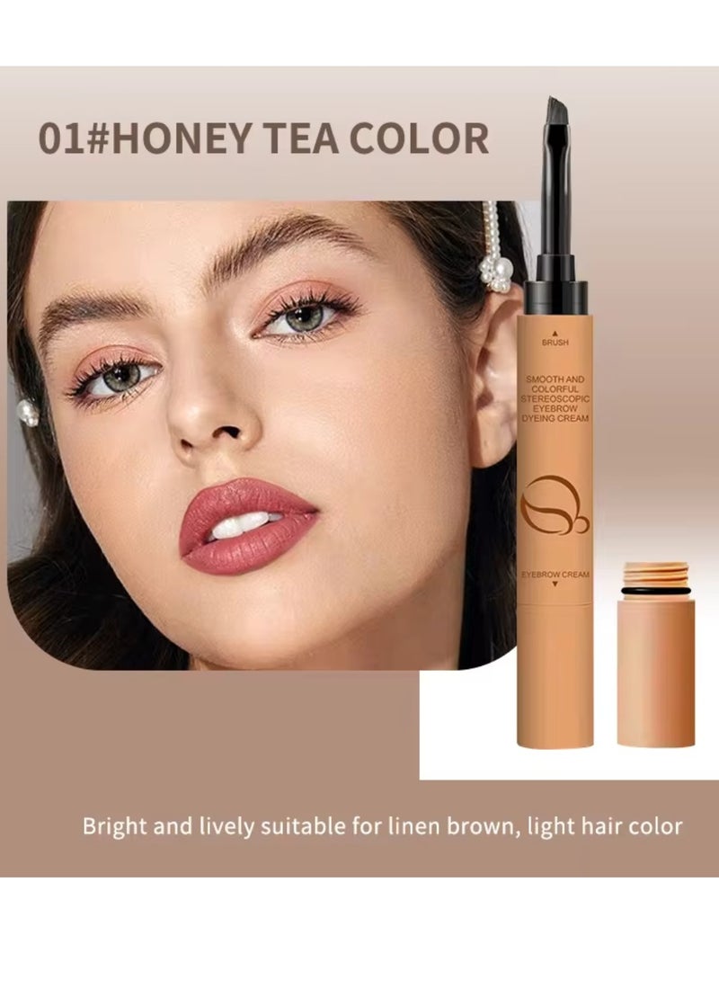 OCHEAL كريم صبغ الحواجب 2 في 1 بشكل ثلاثي الأبعاد وثبات مكياج لون سلس ملون كريم الحواجب المقاوم للماء والمقاوم للعرق سريع الجفاف قلم صبغ الحواجب شاي العسل 01 - Image 2