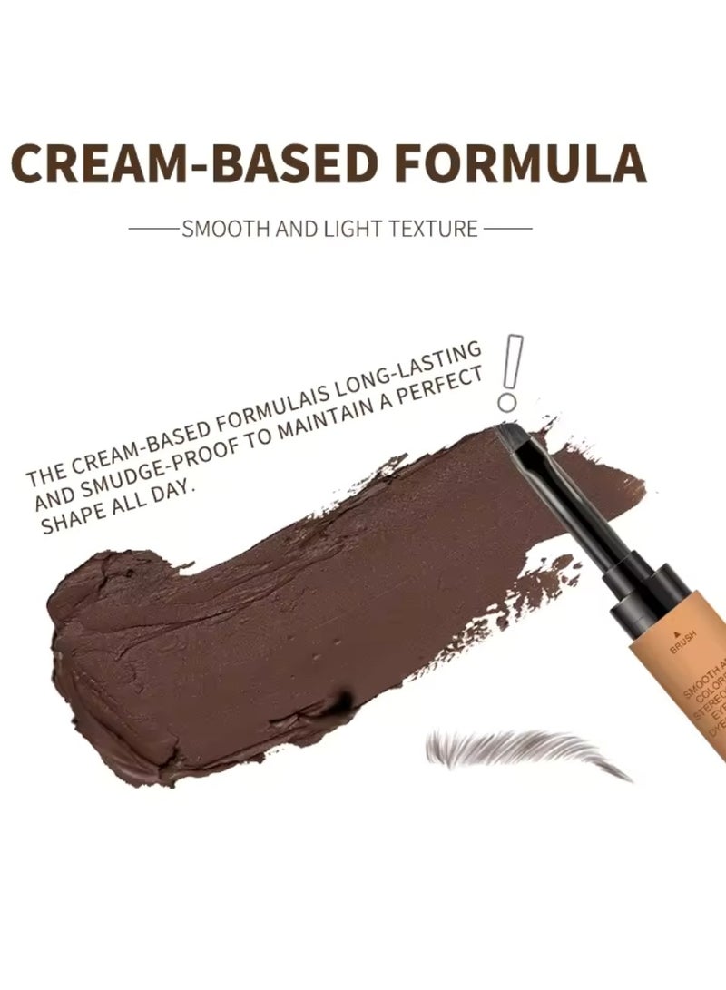 OCHEAL كريم صبغ الحواجب 2 في 1 بشكل ثلاثي الأبعاد وثبات مكياج لون سلس ملون كريم الحواجب المقاوم للماء والمقاوم للعرق سريع الجفاف قلم صبغ الحواجب شاي العسل 01 - Image 3