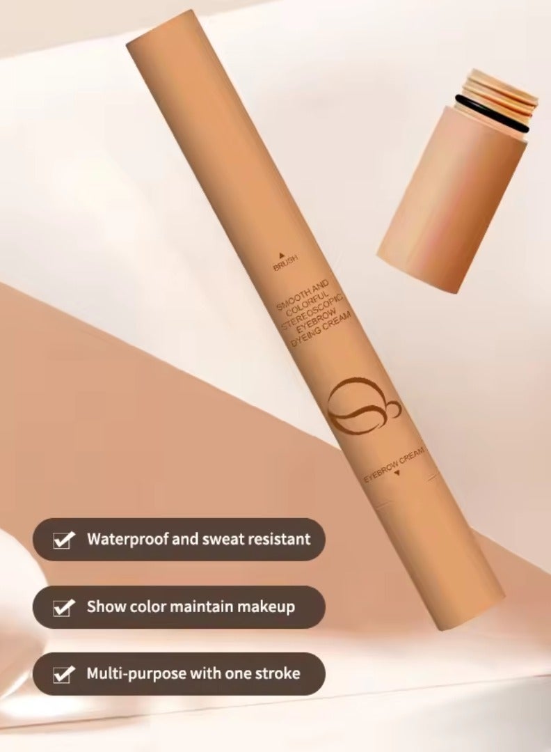 OCHEAL كريم صبغ الحواجب 2 في 1 بشكل ثلاثي الأبعاد وثبات مكياج لون سلس ملون كريم الحواجب المقاوم للماء والمقاوم للعرق سريع الجفاف قلم صبغ الحواجب شاي العسل 01 - Image 4