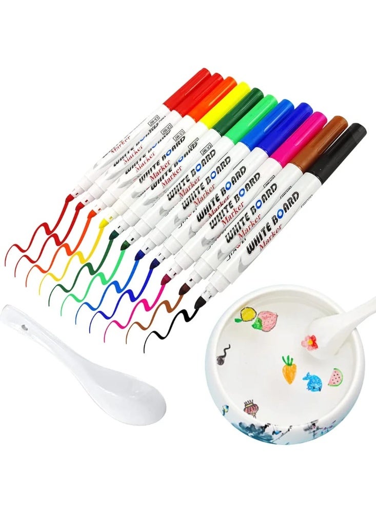 Magic Watercolor Pen Set for Water Painting – 11 Colors with Ceramic Spoon - Image 3