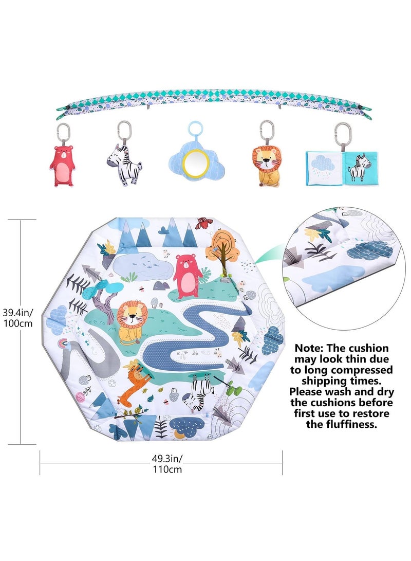 ASIV Tummy Time Mat, 10-in-1 Baby Gym Activity Play Mat & Ball Pit, with High Contrast Toys & Self-Discovery Mirror & Tummy Time Pillow for Sensory and Motor Skill Development  - Image 4