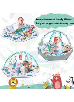 ASIV Tummy Time Mat, 10-in-1 Baby Gym Activity Play Mat & Ball Pit, with High Contrast Toys & Self-Discovery Mirror & Tummy Time Pillow for Sensory and Motor Skill Development  - Image 3