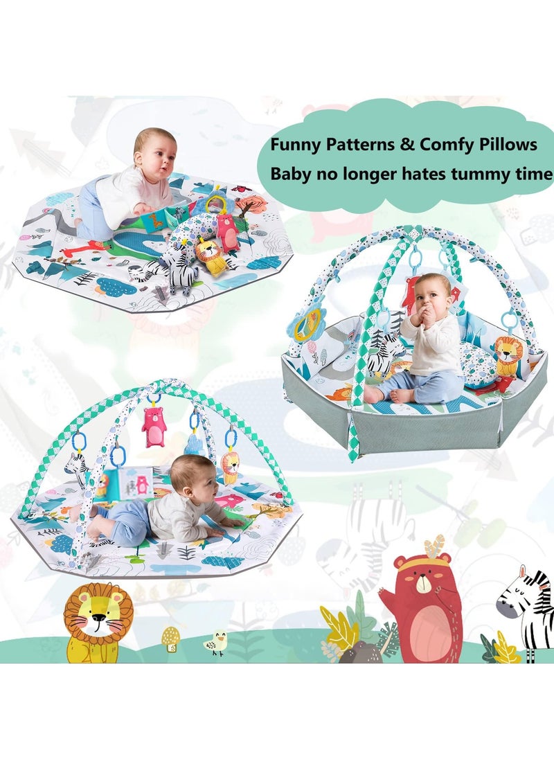 ASIV - Tummy Time Mat, 10-in-1 Baby Gym Activity Play Mat & Ball Pit, with High Contrast Toys & Self-Discovery Mirror & Tummy Time Pillow for Sensory and Motor Skill Development - Image 1