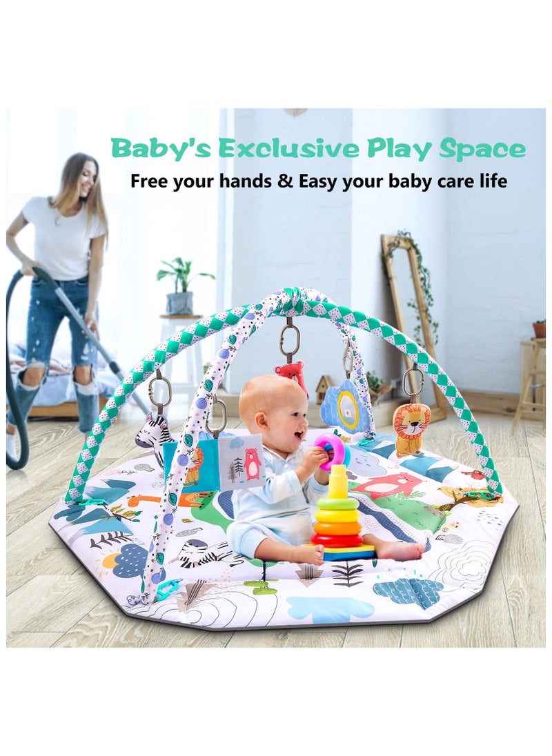 ASIV - Tummy Time Mat, 10-in-1 Baby Gym Activity Play Mat & Ball Pit, with High Contrast Toys & Self-Discovery Mirror & Tummy Time Pillow for Sensory and Motor Skill Development - Image 1