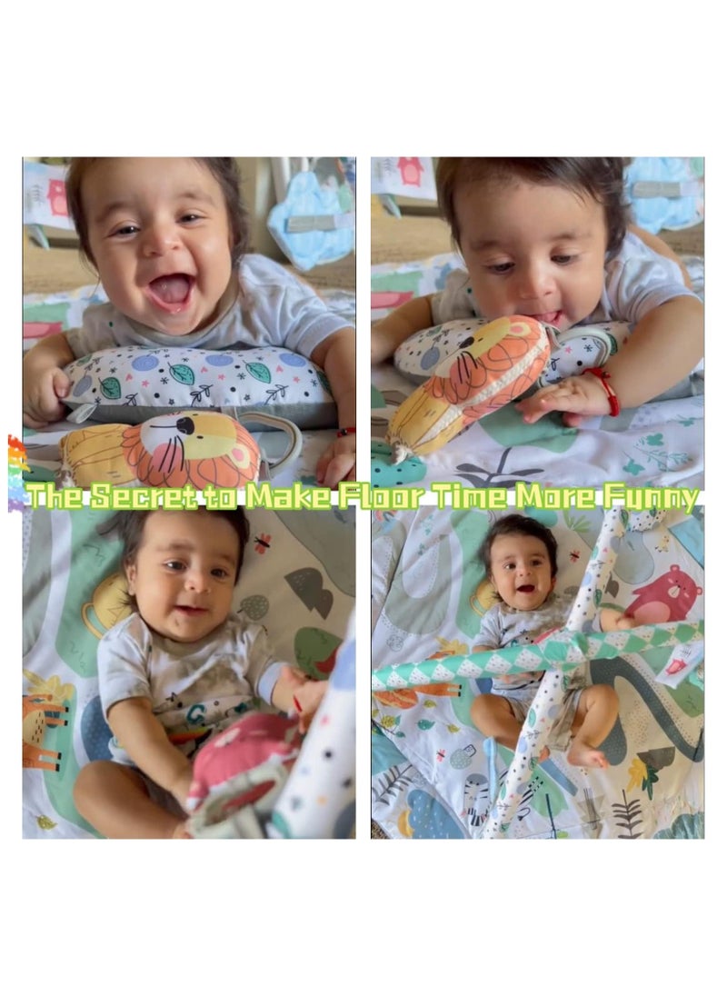ASIV - Tummy Time Mat, 10-in-1 Baby Gym Activity Play Mat & Ball Pit, with High Contrast Toys & Self-Discovery Mirror & Tummy Time Pillow for Sensory and Motor Skill Development - Image 1