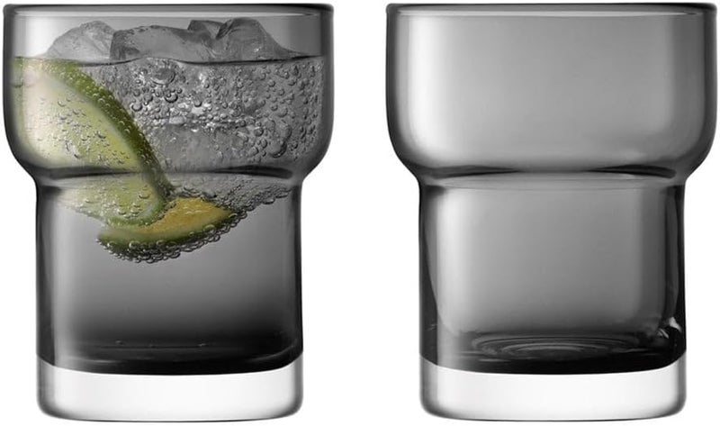 LSA Utility Highball Glass 2pc Set 300ml Smokey Grey Glasses, Made in Poland - Image 1