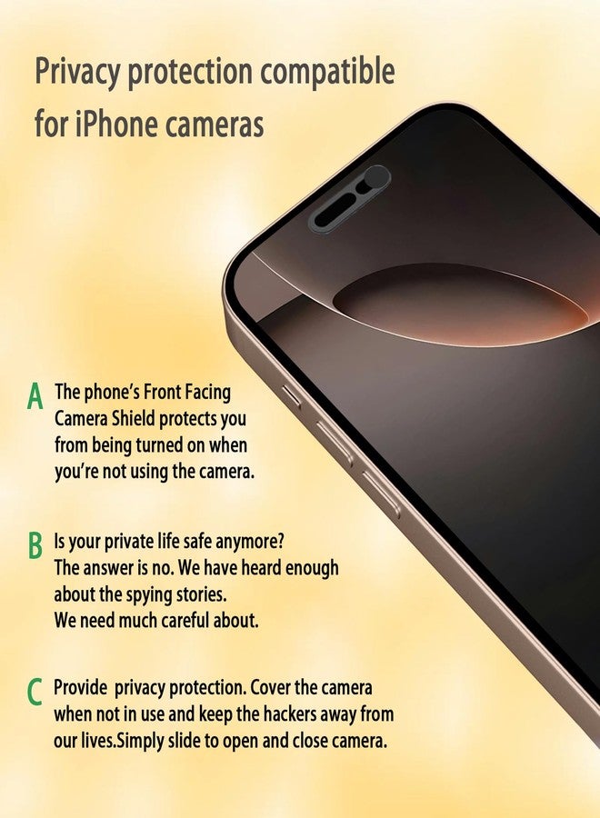 EYSOFT Front Camera Cover Compatible for iPhone 16/16Plus/16Pro/16Pro Max,Webcam Cover Protect Privacy and Security,Not Affect Face ID, 2 Pack-Black - Image 5