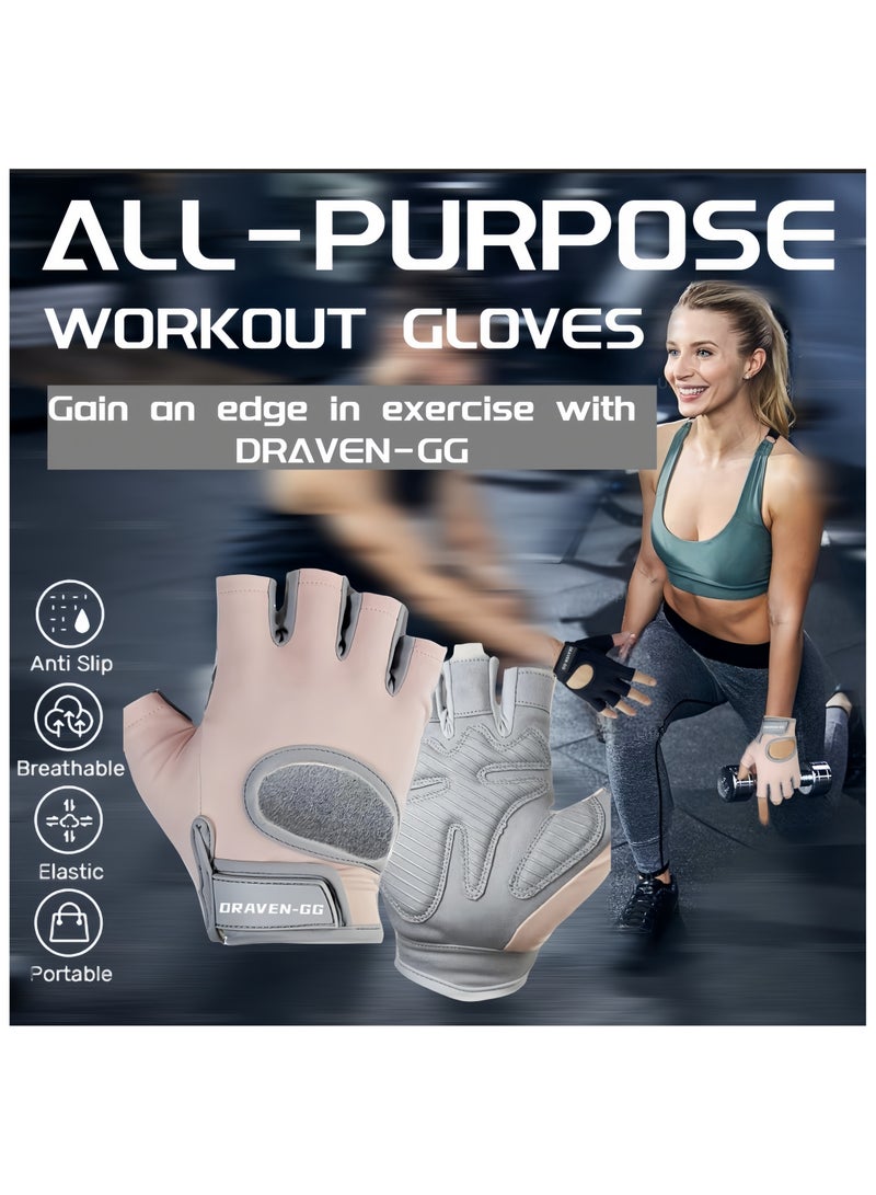 DRAVEN - GG DRAVEN-GG Gym Gloves Women & Men - Breathable Workout Gloves Silicone Non Slip Padded Palm, Enhanced Grip, Smooth Silk Fabric,Multi-purpose Exercise Gloves For Sport Training Cycling Weightlifting - Image 2