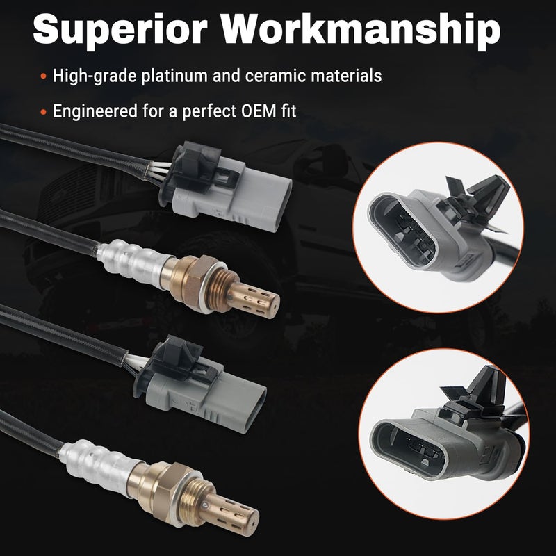 BELKEBIR 4 PCS Oxygen Sensor Upstream Downstream O2 Sensor Compatible with Chevy GMC 4.3 5.3 6.2L 2014-2017 Silverado Sierra 1500, 2015-2018 Suburban Tahoe Yukon XL, Cadillac Escalade Replace 234-4940 234-4974 - Image 3