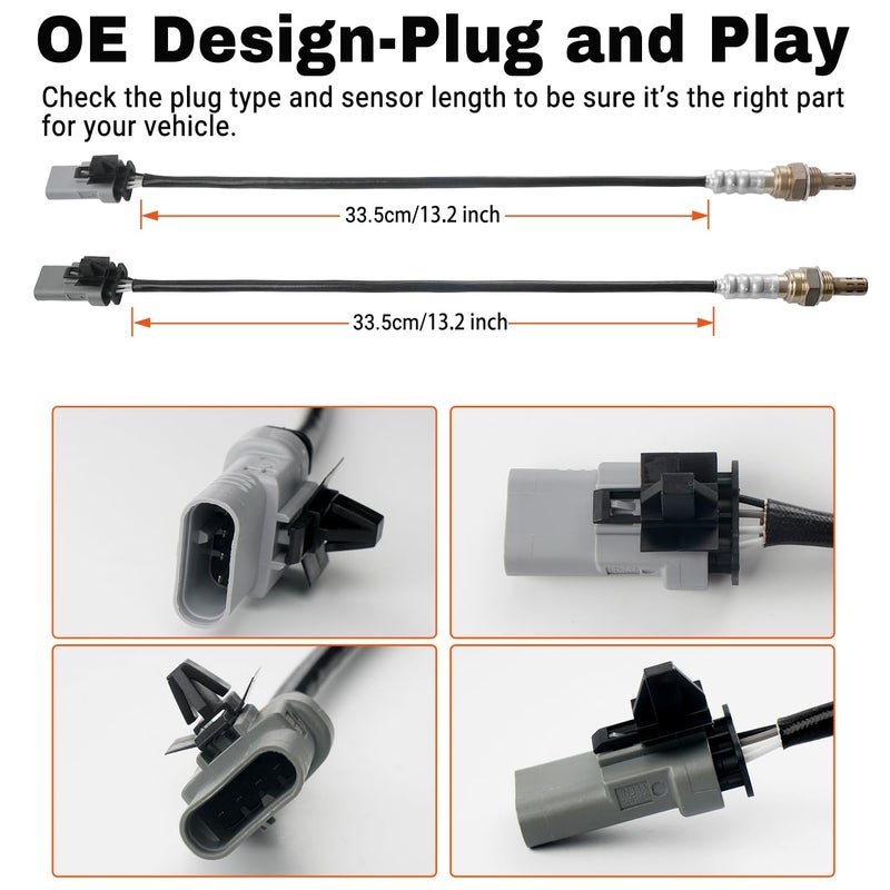 BELKEBIR 4 PCS Oxygen Sensor Upstream Downstream O2 Sensor Compatible with Chevy GMC 4.3 5.3 6.2L 2014-2017 Silverado Sierra 1500, 2015-2018 Suburban Tahoe Yukon XL, Cadillac Escalade Replace 234-4940 234-4974 - Image 2